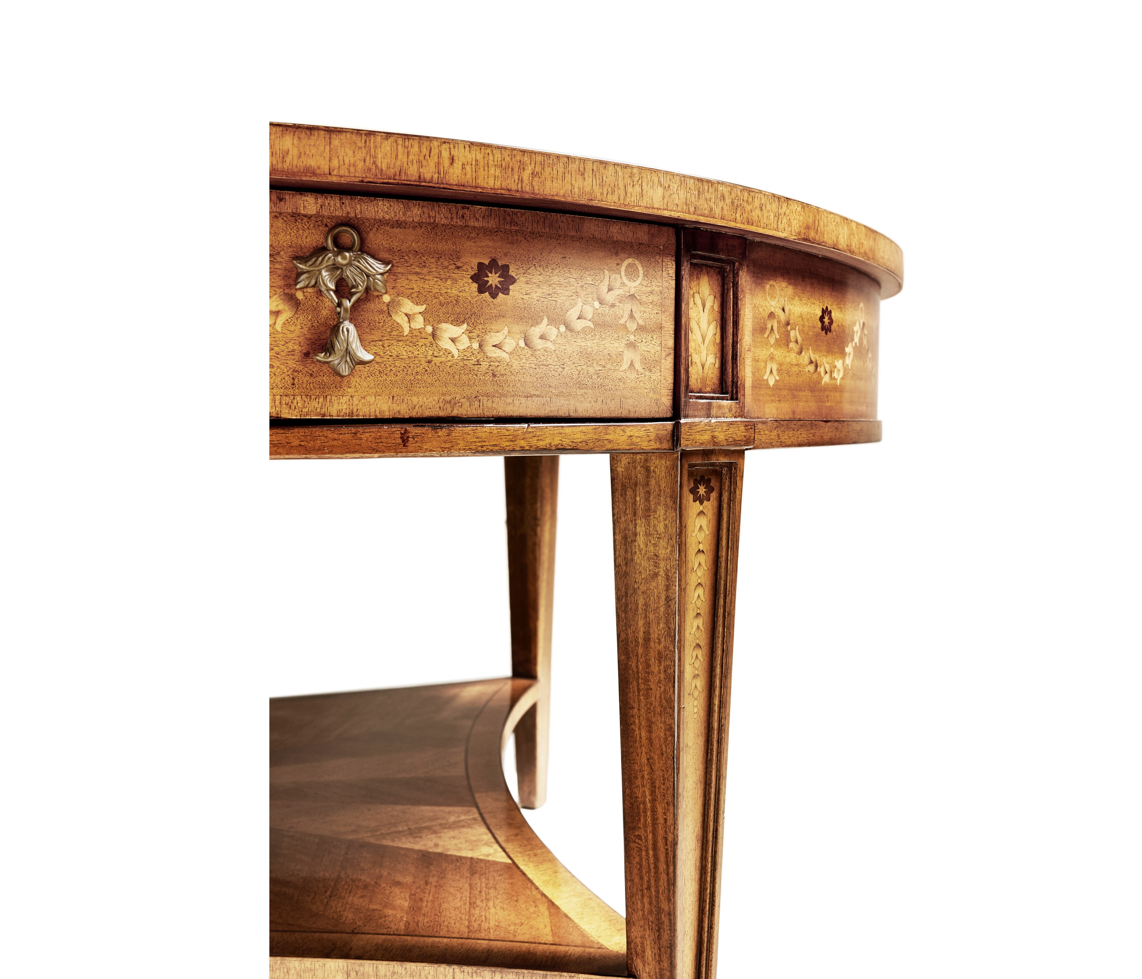 Jonathan Charles JC Traditional Sheraton Satinwood Oval Coffee Table