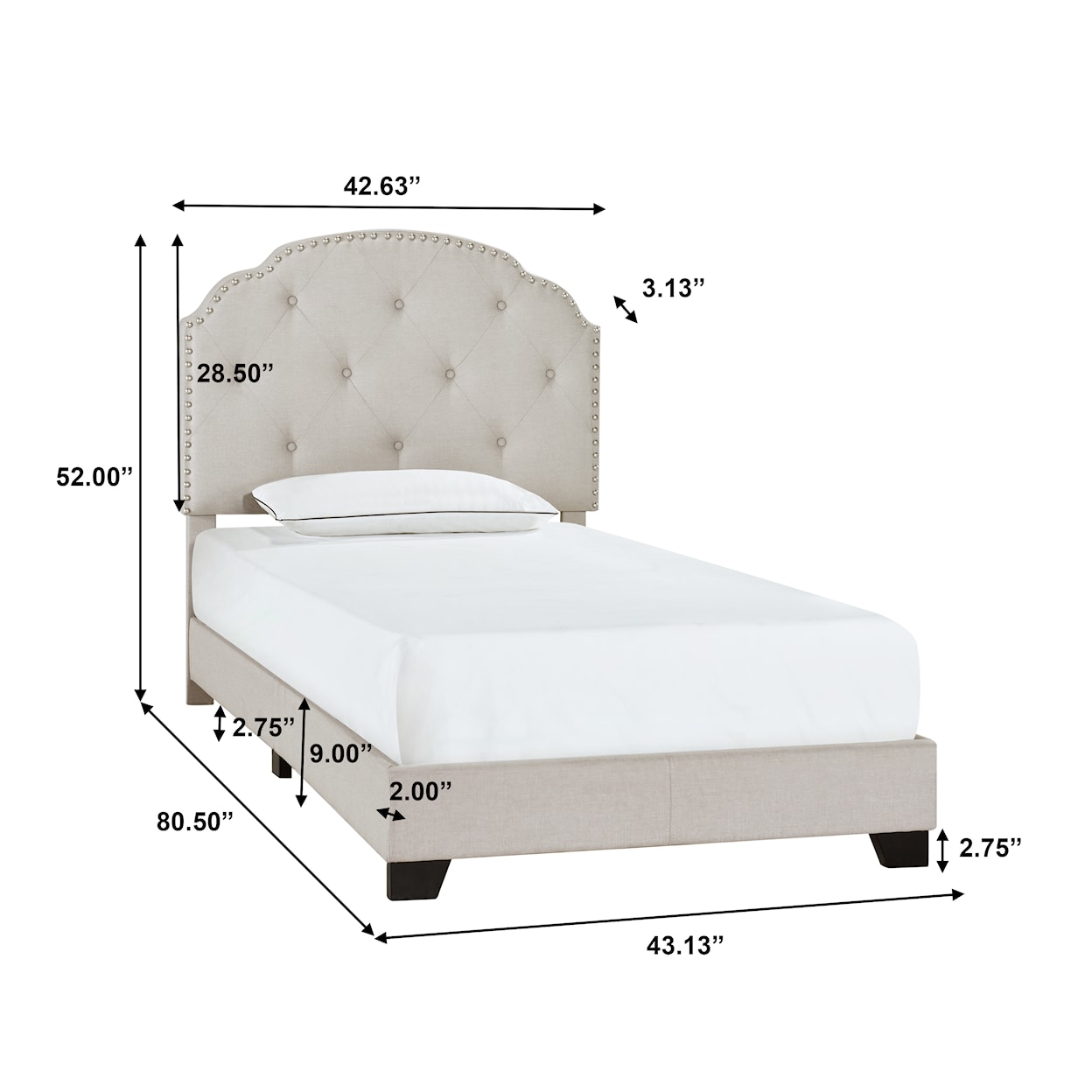 Accentrics Home Fashion Beds Twin Upholstered Bed