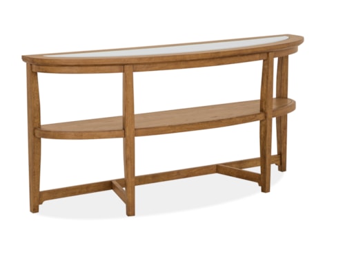 Transitional Shelf Sofa Table with Glass inlay Table Top
