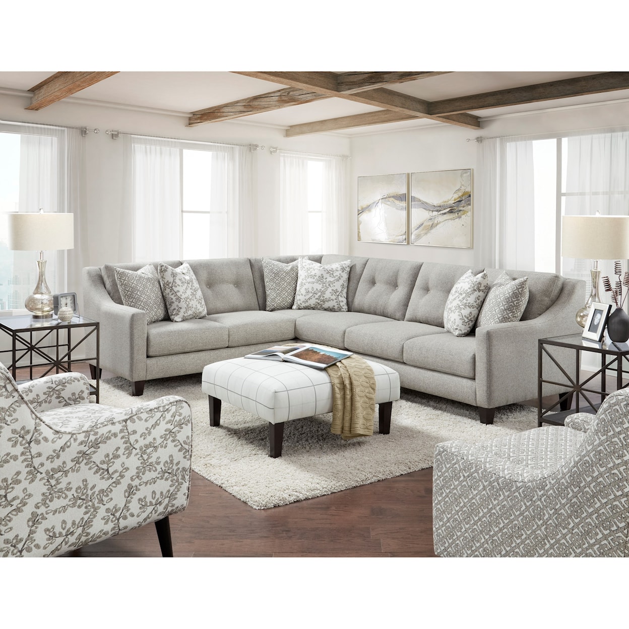 Fusion Furniture 3280B EVENINGS STONE (REVOLUTION) 2-Piece Sectional