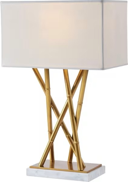 Contemporary Cluster Table Lamp with Rectangular Linen Shade
