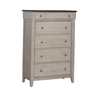Modern Farmhouse 5-Drawer Bedroom Chest with Felt-Lined Top Drawer