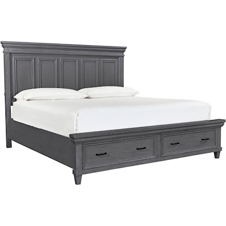 Farmhouse California King Bed with Footboard Storage