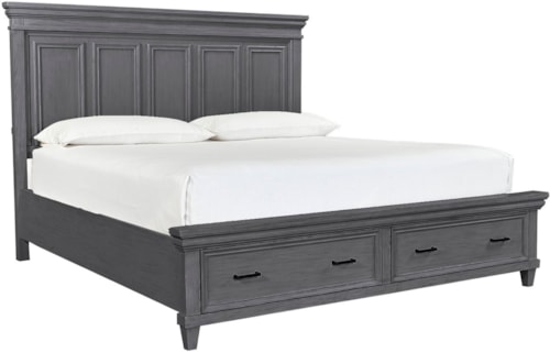 Farmhouse King Footboard Storage Bed with USB Port