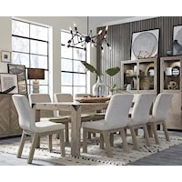 Rustic Industrial 9-Piece Dining Set with Upholstered Side Chairs