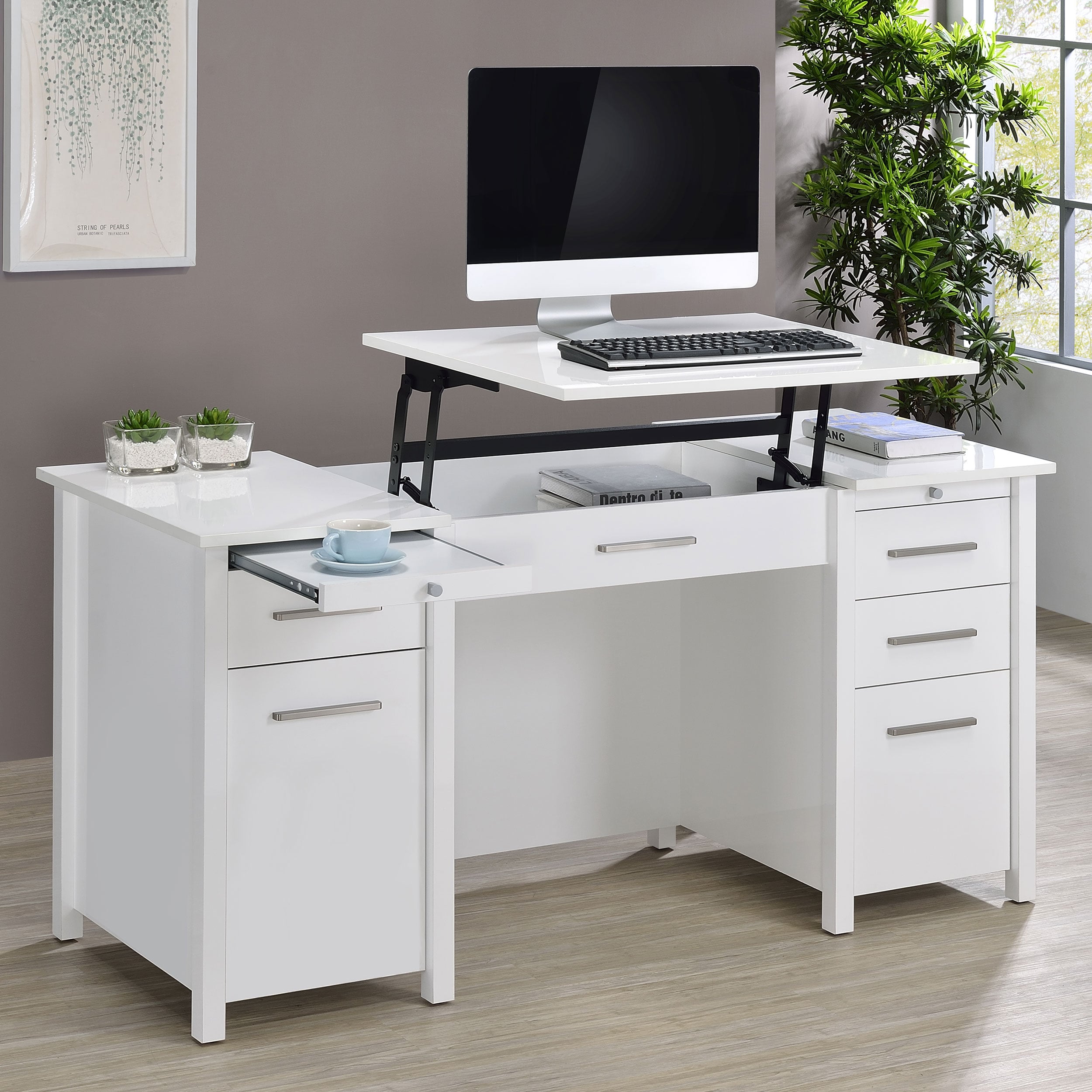 Dylan 60-Inch 4-Drawer Lift Top Office Desk