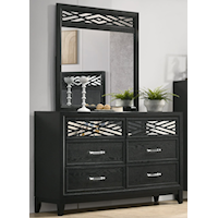 Transitional 6-Drawer Dresser w/Attached Mirror