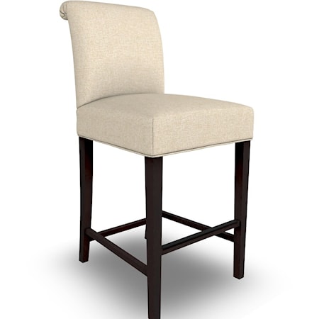 Transitional 30" Upholstered Barstool with Rolled Back