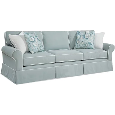 Casual Estate Sofa with Rolled Arms and Skirt