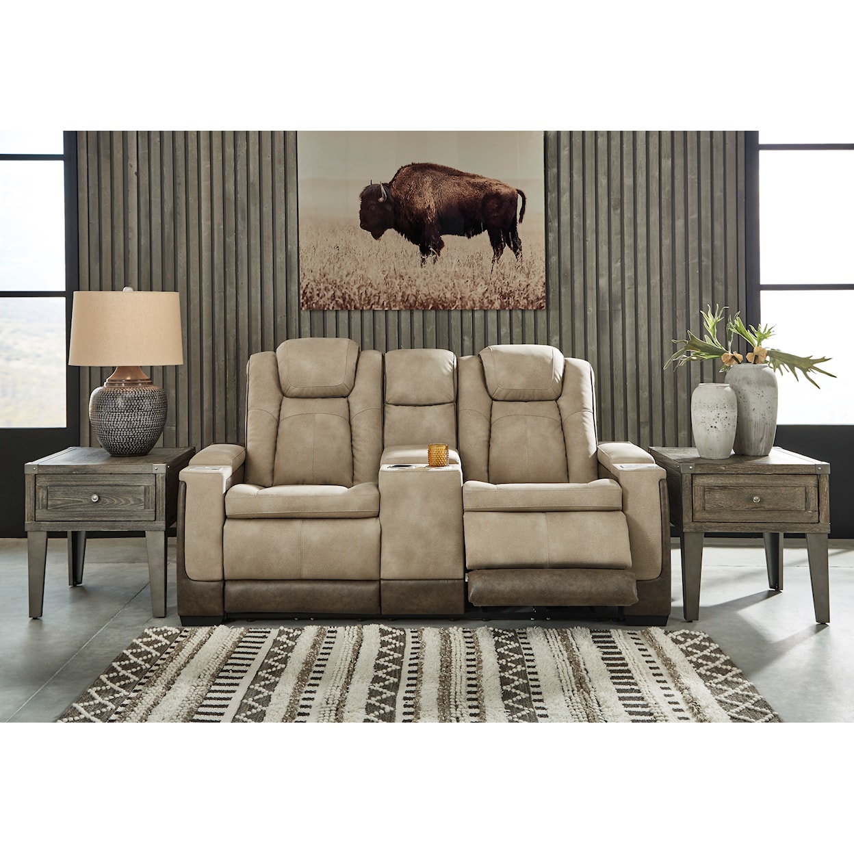 Ashley Furniture Signature Design Next-Gen DuraPella Power Reclining Loveseat w/ Console