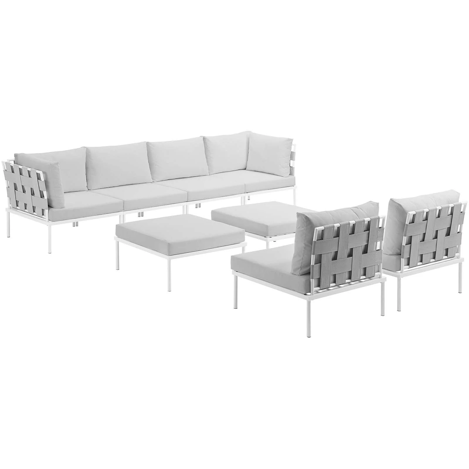 Modway Harmony EEI2624WHIWHISET 8 Piece Outdoor Patio Aluminum