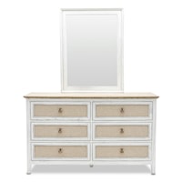 Coastal Two-Tone 6-Drawer Dresser and Mirror