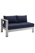 Modway Shore Outdoor Aluminum Chaise with Cushions - Navy