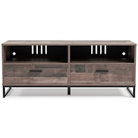 Medium TV Stand with Butcher Block Pattern and Metal Base