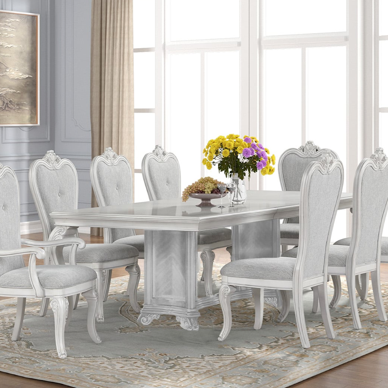 New Classic Furniture Cambria Hills 7-Piece Trestle Dining Set