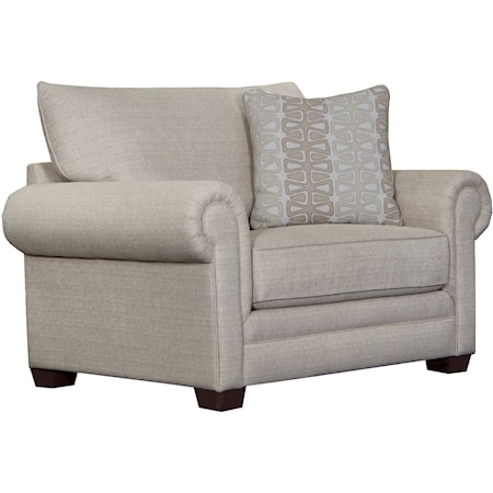 Transitional Chair and a Half with Rolled Arms