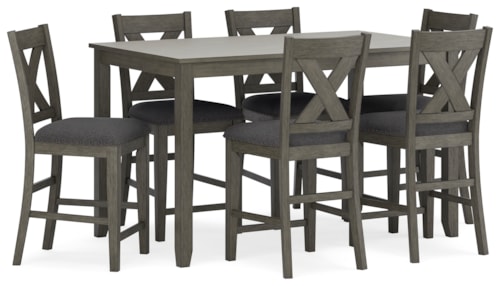 Counter Height Dining Table And Bar Stools (Set Of 7)