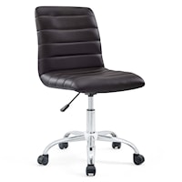 Ripple Contemporary Armless Mid Back Vinyl Office Chair - Brown