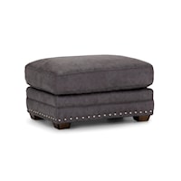 Transitional Rectangular Chair Ottoman with Nail-Head Trim