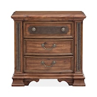 Transitional 3-Drawer Nightstand wit USB Ports 