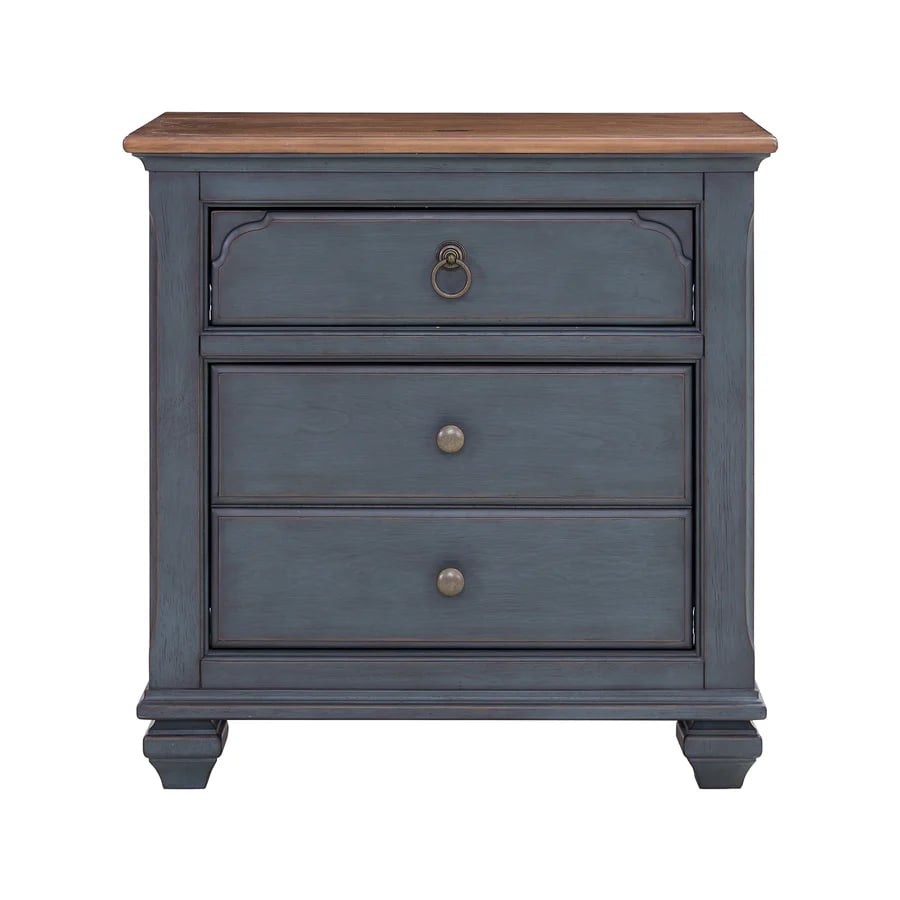 Traditional 3-Drawer Nightstand with Antique Pewter Hardware