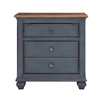 Traditional 3-Drawer Nightstand with Antique Pewter Hardware