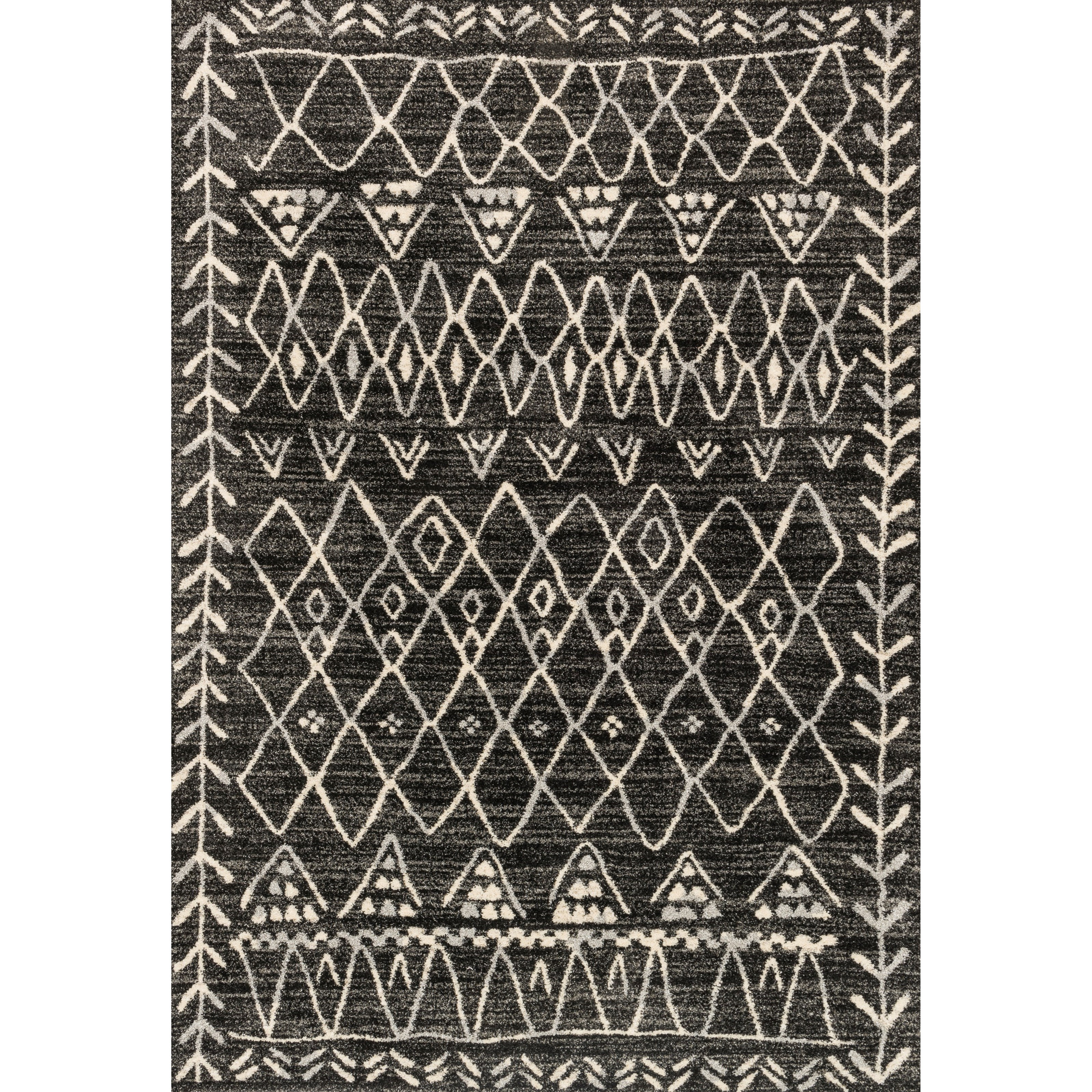 1'6" x 1'6"  Black / Ivory Rug