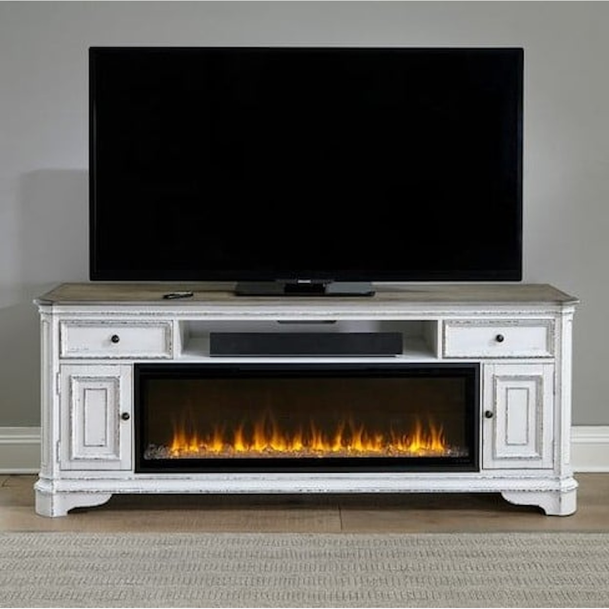 Liberty Furniture Fireplace TV Consoles 244 82 Inch Console w/ Fire