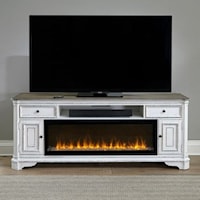 Rustic 82 Inch Console with Fire and Wire Management Features