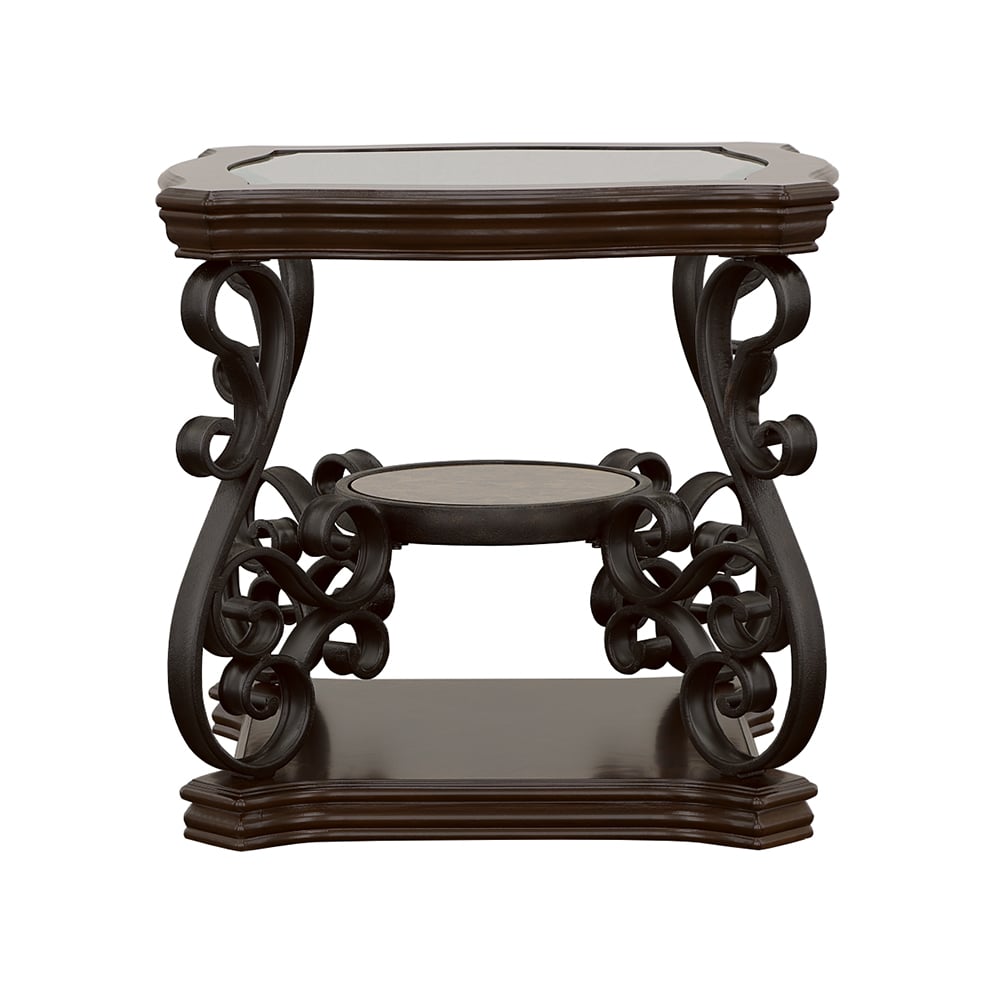 1-shelf Glass Top End Table Deep