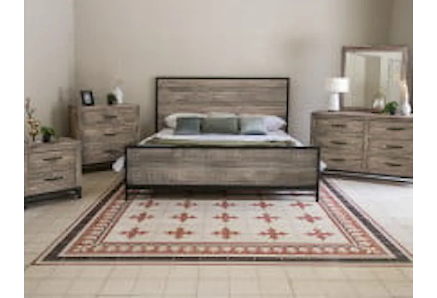 Blacksmith Queen Platform Bed by International Furniture Direct at VanDrie Home Furnishings
