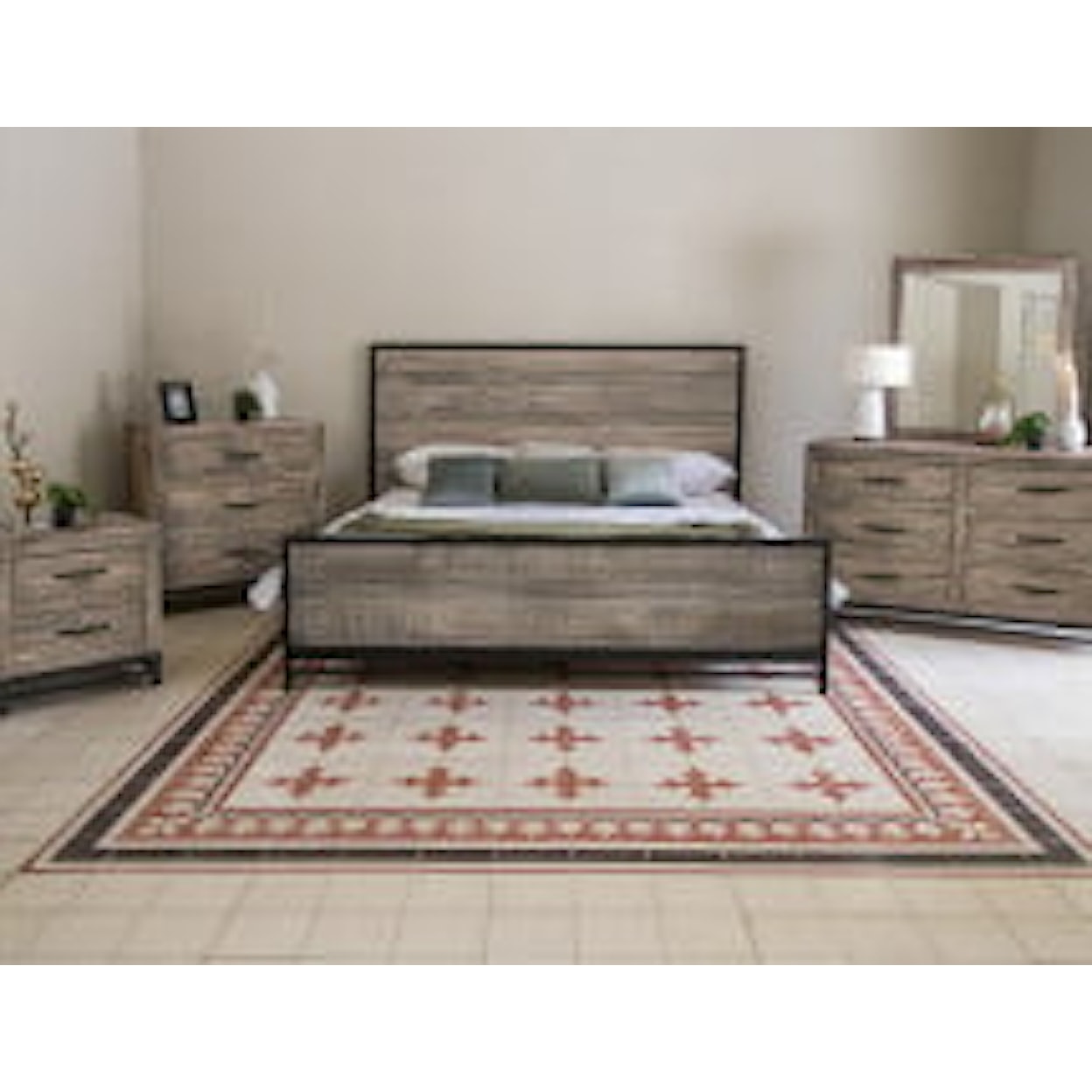 International Furniture Direct Blacksmith Rustic King Bedroom Set