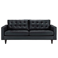 Empress Contemporary Bonded Leather Tufted Sofa - Black