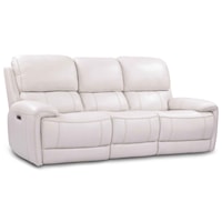 Contemporary Leather Match Power Sofa w/ Power Headrests