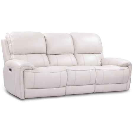 Contemporary Leather Match Power Sofa w/ Power Headrests