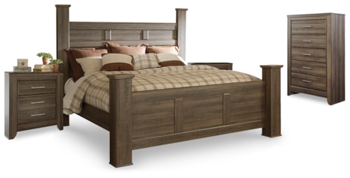 King Poster Bed, Chest And 2 Nightstands