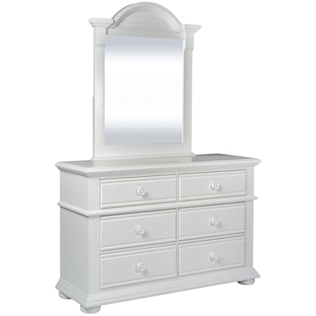 Cottage 6-Drawer Dresser & Arched Mirror