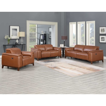 Dual-Power Leather Reclining Sofa