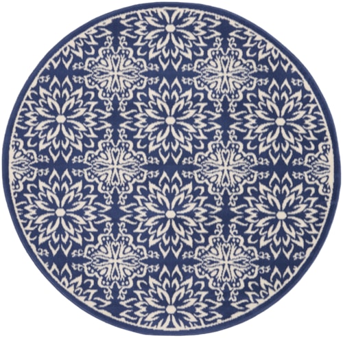 5'3"  Navy/Ivory Round Rug