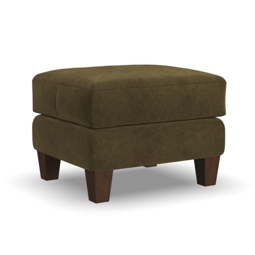 Transitional Ottoman with Tapered Legs