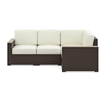Contemporary Outdoor 4-Seat Sectional with Solid Acacia Wood Arms