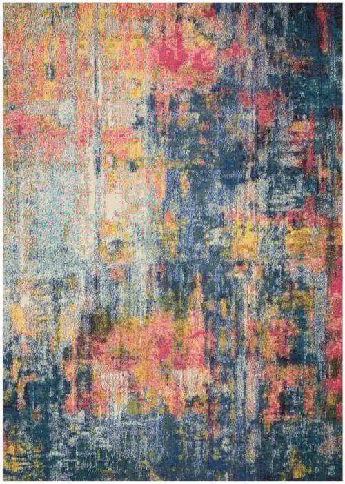5'3" x 7'3" Blue/Yellow Rectangle Rug
