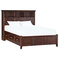 Transitional Queen Bookcase Storage Bed