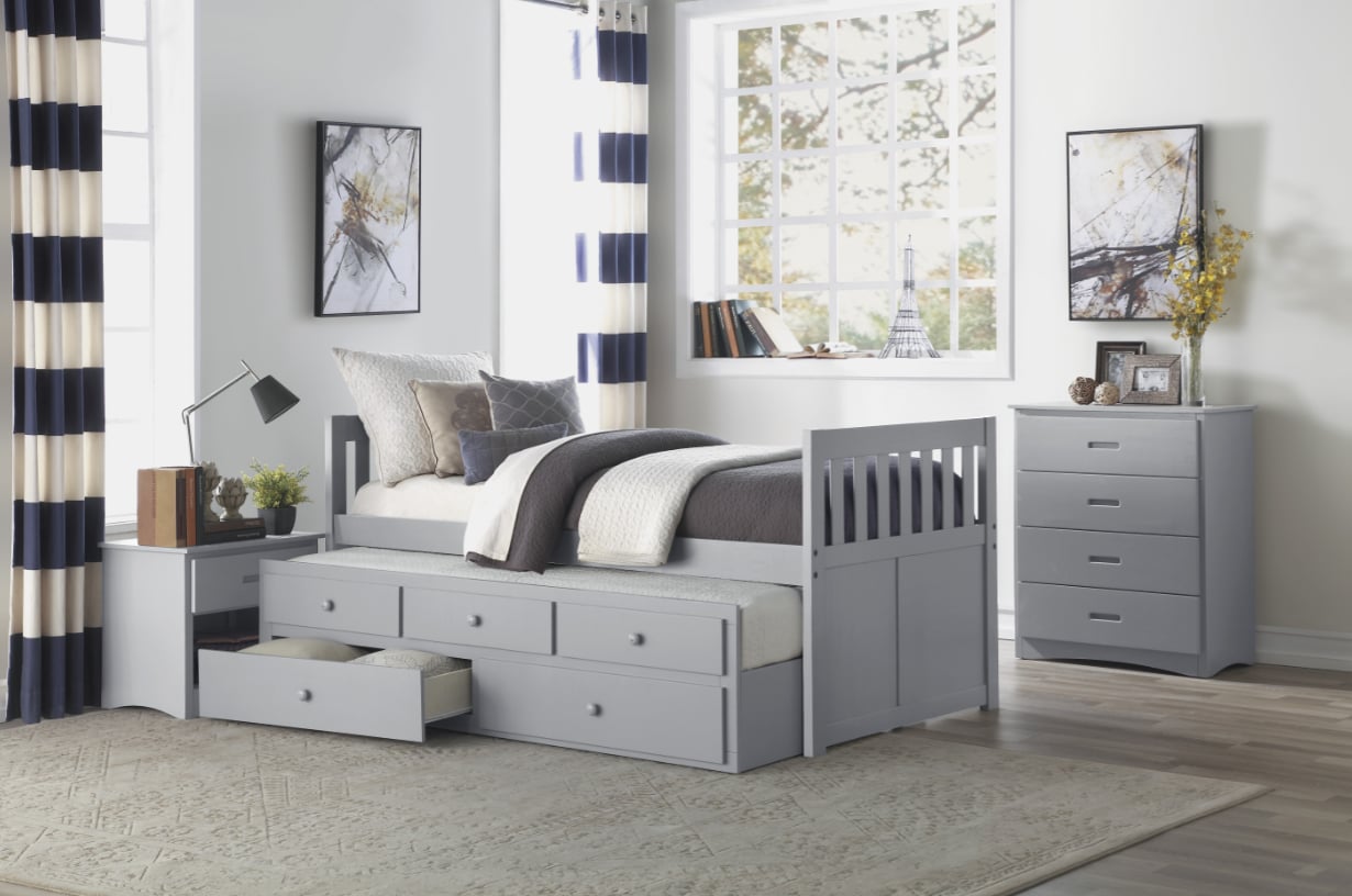 Twin Over Twin Trundle Bed with Storage