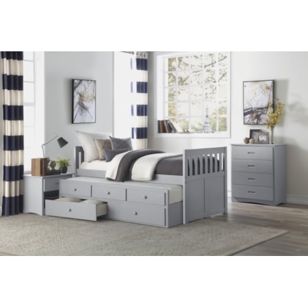 Twin Over Twin Trundle Bed with Storage