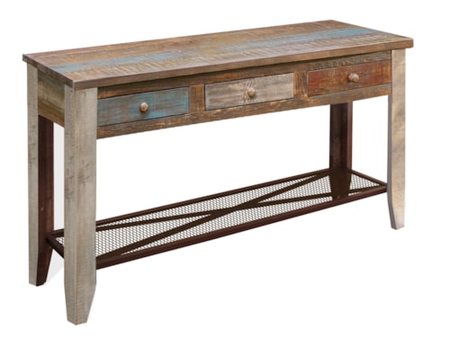 Rustic Sofa Table with Storage