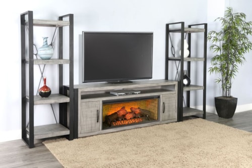 126" Media Wall With Electric Fireplace