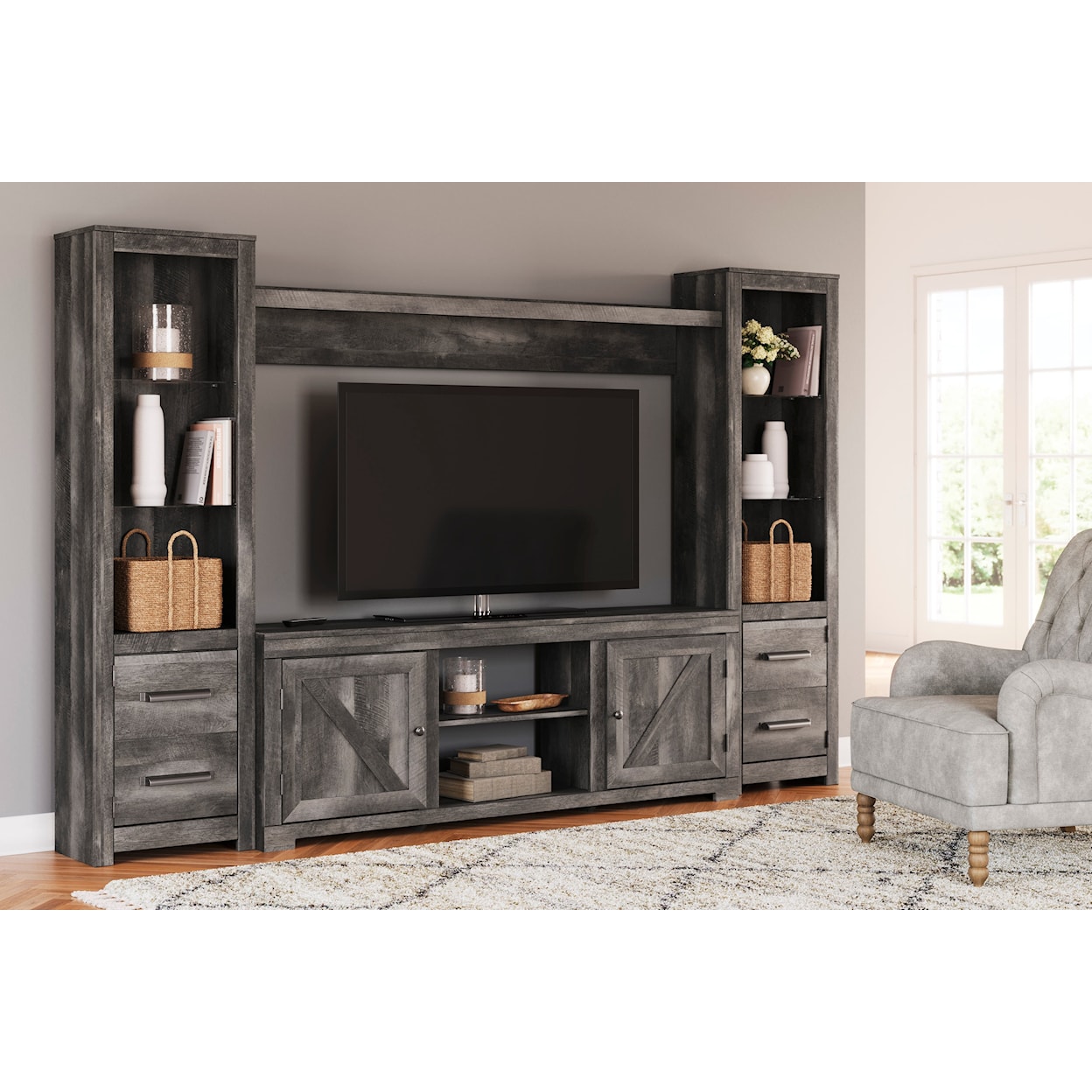 Signature Design by Ashley Wynnlow Entertainment Center with Pier Shelving