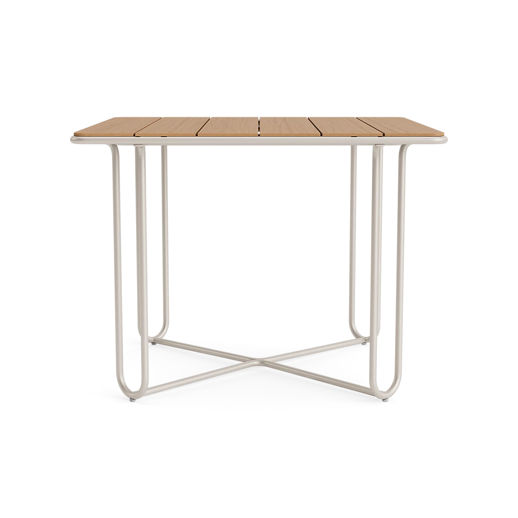 38" Square Aluminum Dining Table w/Teak Top
