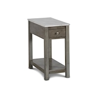 Contemporary One Drawer End Table with Marble Top